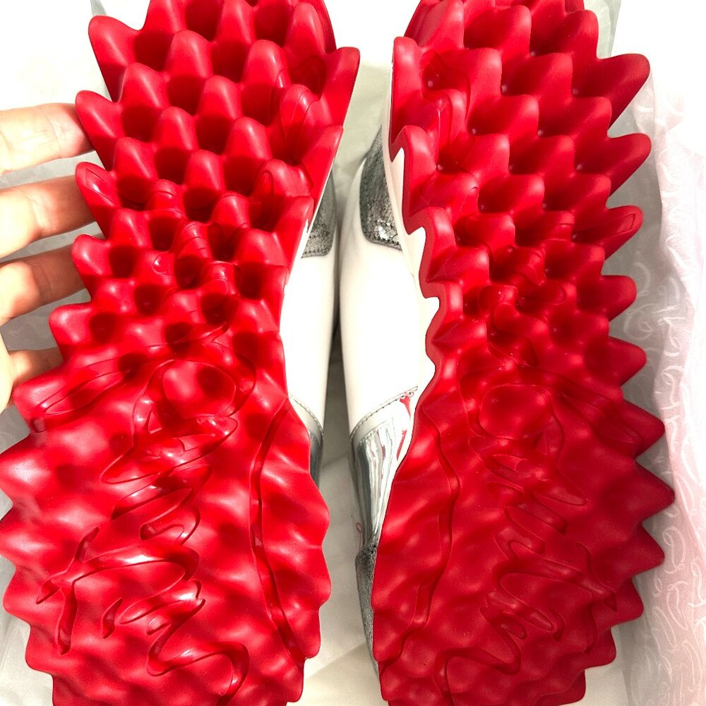 Christian Louboutin NASTROSHARK DONNA Metallic Leather Nylon Sneakers Shoes - Picture 15 of 16